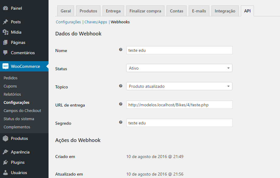 Webhook do Woocommerce